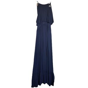 DRESS DAY Grecian-Style Caplet Maxi Dress Dark Navy size medium